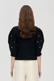 Stine Goya Bobble Knit Polo Cardigan Knit Midnight Bobbles
