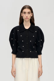 Stine Goya Bobble Knit Polo Cardigan Knit Midnight Bobbles