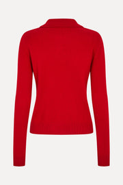 Stine Goya Button Up Long Sleeve Polo Knit Knit Velocity Red