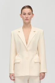 Stine Goya Elastic Detail Tailoring Blazer Jacket Eggnog