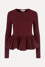 Stine Goya Long Sleeve Balloon Top Top Tawny Port