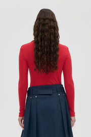 Stine Goya Long Sleeve Polo Top Top Fiery Red