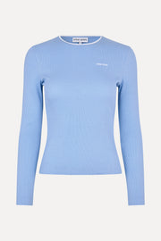Stine Goya Long Sleeve Rib Top Top Bel Air Blue