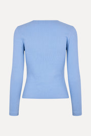 Stine Goya Long Sleeve Rib Top Top Bel Air Blue