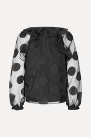 Stine Goya Multi Ruffle Raglan Top Top Dotted Black