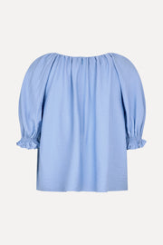 Stine Goya Puff Sleeve Top With Flower Details Top Bel Air Blue