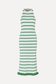 Stine Goya Ruffle Tank Dress Dress Green and Pink Stripes