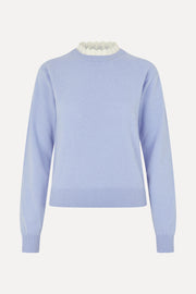 Stine Goya Ruffled Crewneck Sweater Knit Light Blue