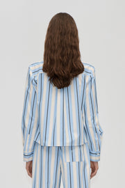 Stine Goya Sharp Hem Boxy Shirt Top Lightwave Stripes