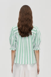 Stine Goya Smocked Gathered Top Top Smocked Stripes