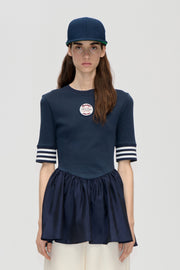 Stine Goya Sportif Ruffle Top Top Baseball SG Patch
