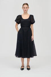 Stine Goya Adjustable Waist Voluminous Midi Dress Dress Checkered Organza