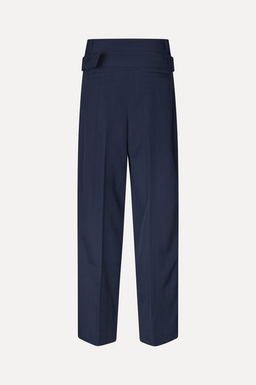 Stine Goya Belted Tailored Pants Pants Dark Blue