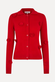 Stine Goya Button Up Long Sleeve Polo Knit Knit Velocity Red