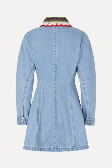 Stine Goya Collared Coat Mini Dress Dress Denim Blue