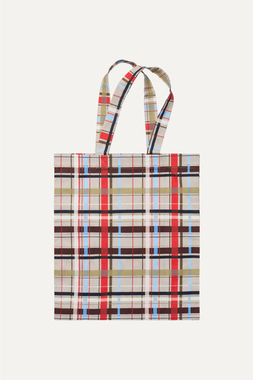 Stine Goya Cotton Tote Accessories Scarlet Grid