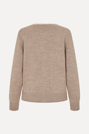 Stine Goya Crochet Trim Cardigan Knit Dark Oak