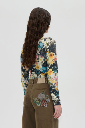 Stine Goya Elastic Long Sleeve Top Top Echoes In Flowers