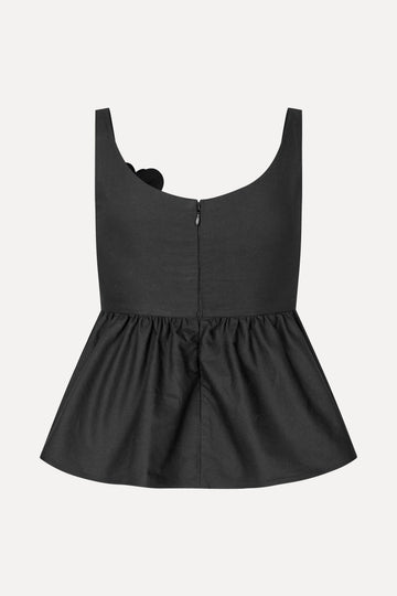 Stine Goya Floral Peplum Top Top Jet Black