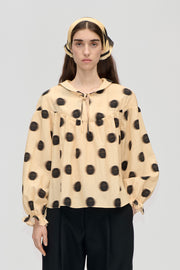 Stine Goya Front Detail Long Sleeve Top Top Dots in Motion
