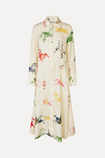 Stine Goya Front Placket Midi Polo Dress Dress Horses