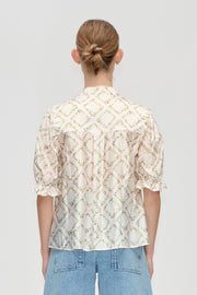 Stine Goya Gathered Top Top Sakura Check Pink