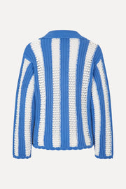 Stine Goya Knit Collar Cardigan Knit Baseball Stripes