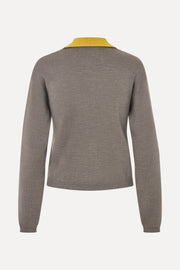 Stine Goya Layered Long Sleeve Cardigan Knit Grey / Mustard