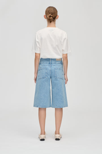Stine Goya Logoed Loop Jorts Shorts Denim Blue