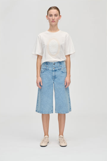 Stine Goya Logoed Loop Jorts Shorts Denim Blue