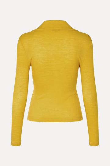 Stine Goya Long Sleeve Polo Top Top Mustard