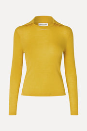 Stine Goya Long Sleeve Polo Top Top Mustard