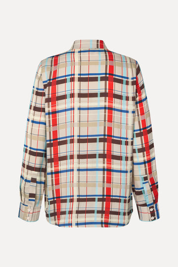 Stine Goya Long Sleeve Shirt Top Scarlet Grid