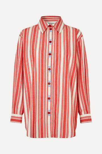 Stine Goya Loose Long Sleeve Shirt Top Scarlet Trot