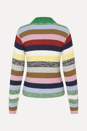 Stine Goya Mix Stripe Polo Collar Sweater Knit Stripes Mix
