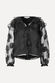 Stine Goya Multi Ruffle Raglan Top Top Dotted Black