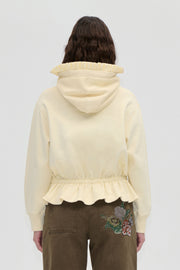 Stine Goya Ruffled Hoodie Sweatshirt Top Buttercream