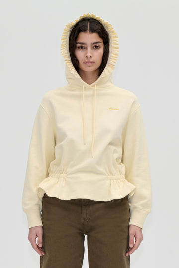 Stine Goya Ruffled Hoodie Sweatshirt Top Buttercream