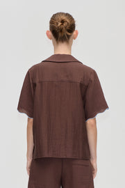 Stine Goya Scalloped Short Sleeve Shirt Top Roses Embroidery