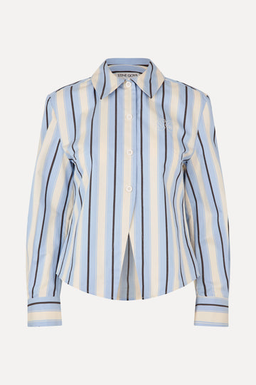 Stine Goya Sharp Hem Boxy Shirt Top Lightwave Stripes