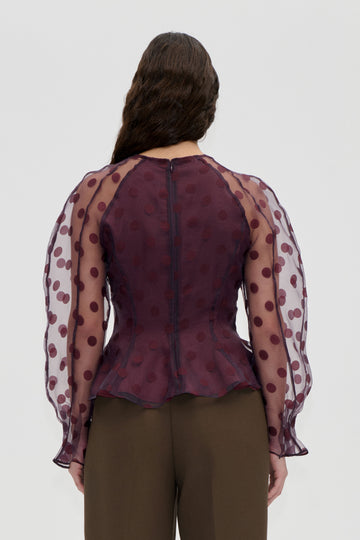Stine Goya Sheer Peplum Top Top Polka