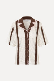 Stine Goya Short Sleeve Bowling Polo Knit Baseball Stripes