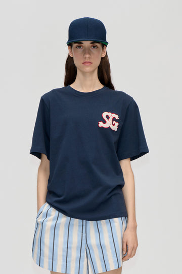 Stine Goya Short Sleeve T-Shirt Top Baseball SG Patch