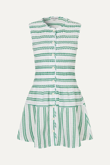 Stine Goya Sleeveless Smocked Short Dress Dress Smocked Stripes