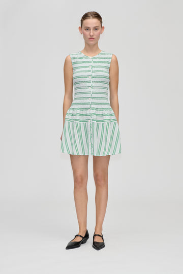 Stine Goya Sleeveless Smocked Short Dress Dress Smocked Stripes