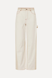 Stine Goya Twist Knee Seam Denim Pants Pants Natural / Contrast Red